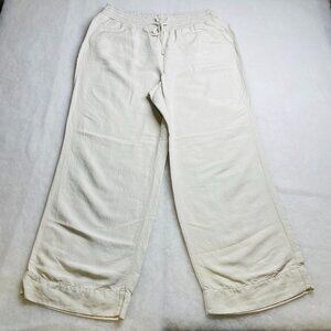 Lane Bryant Womns Ivory High Rise Linen Blend Comfort Wide Leg Pants Size 14/16